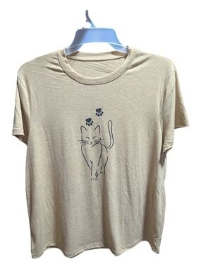 Cat Graphic Pet T Shirt Sz XXL Tan Short Sleeve Unisex NEW